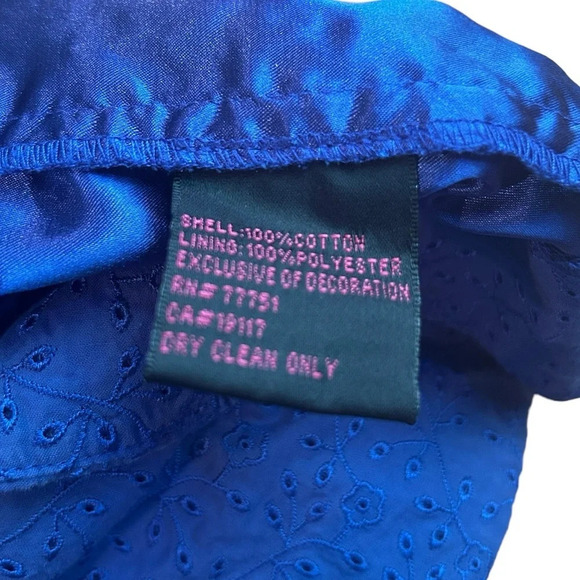 Betsey Johnson Blue Eyelet Halter Backless Mini Cocktail Garden Wrap Dress Sz 10 - Picture 13 of 13